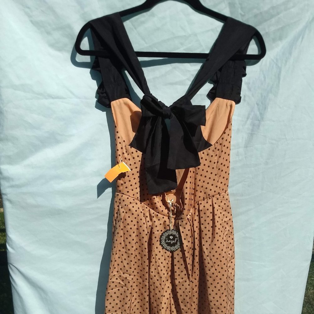 NWT Hazel brand dress-pink, black dots, bow - Picture 3 of 7